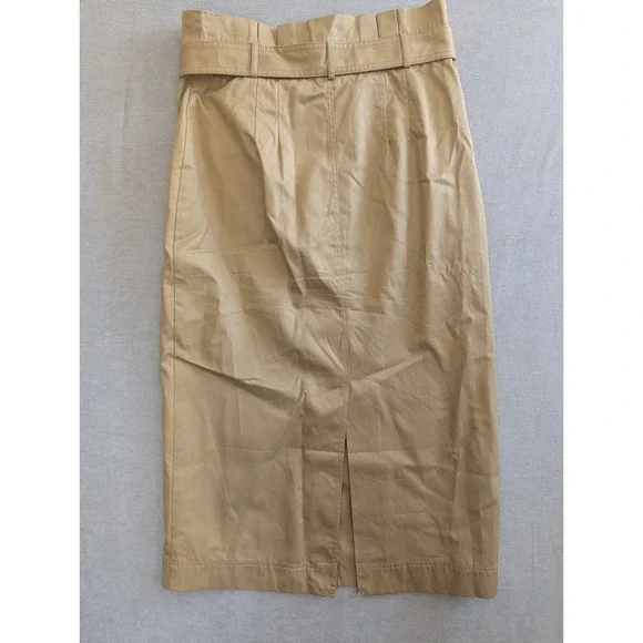 Trench Wrap Midi Skirt 10 Khaki Tan Belted Double Breasted Ann Taylor LOFT - Picture 5 of 7